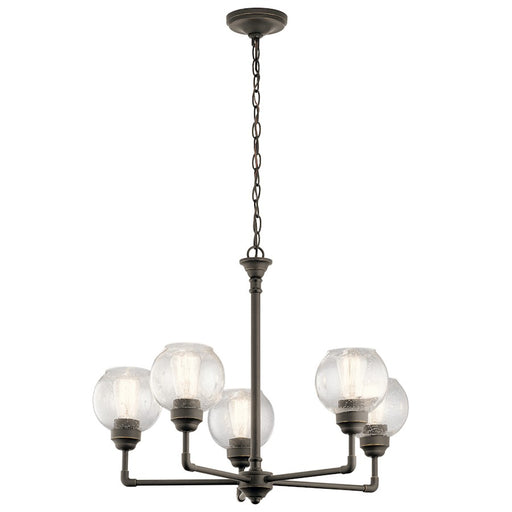 Kichler Niles 26in 5-Light Chandelier | Transitional Olde Bronze and Clear Seeded Glass | Dining Room & Living Room | Model 43993OZ