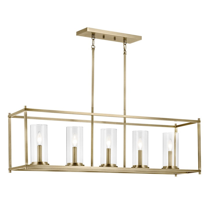 Kichler Crosby 5 Light Rectangle 13.5" Chandelier Single Brass/Clear