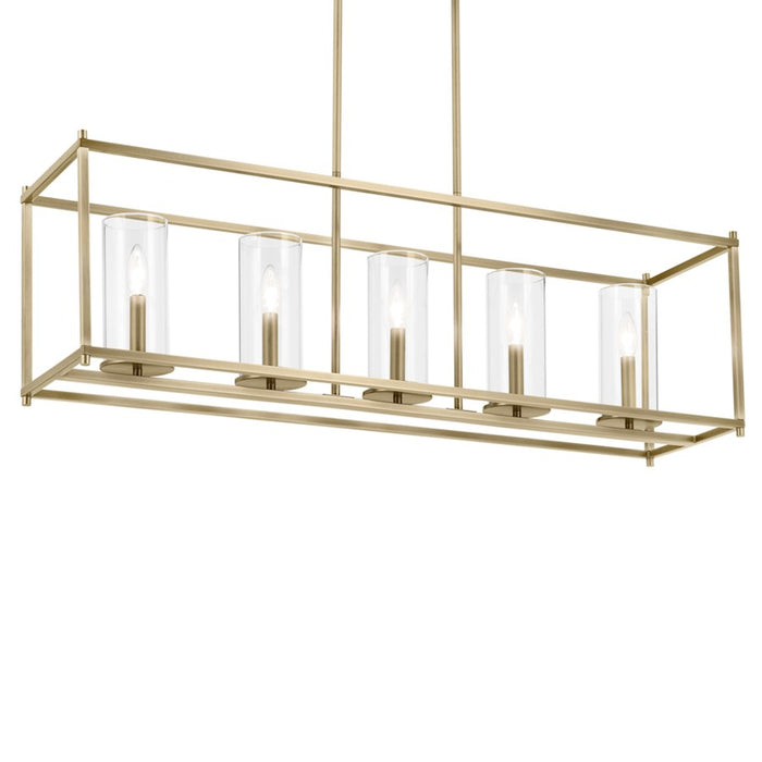 Kichler Crosby 5 Light Rectangle 13.5" Chandelier Single Brass/Clear