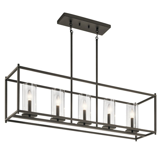 Kichler Crosby 41in 5-Light Linear Chandelier | Transitional Olde Bronze | Dining Room & Kitchen Island | 41 x 10 x 14 in | Model 43995OZ