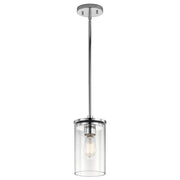 Kichler Crosby 6in 1-Light Mini Pendant | Transitional Chrome and Clear Glass | Kitchen Island & Dining Room | 6 x 6 x 11 in | Model 43996CH