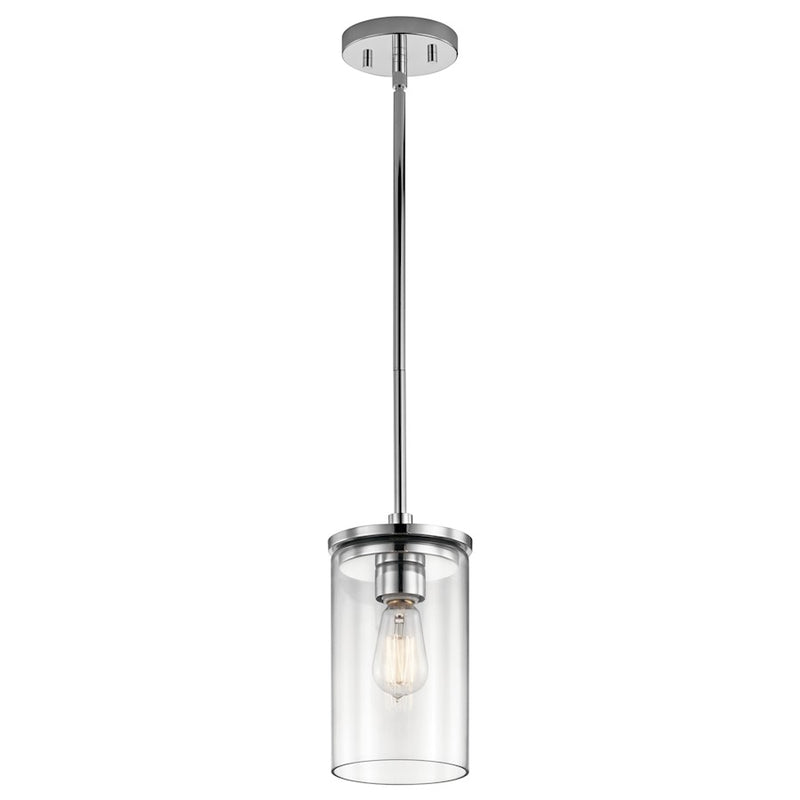 Kichler Crosby 6in 1-Light Mini Pendant | Transitional Chrome and Clear Glass | Kitchen Island & Dining Room | 6 x 6 x 11 in | Model 43996CH
