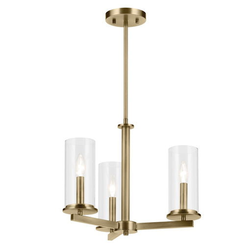 Kichler Crosby 3 Light Round 14" Chandelier 1 Tier Small, Brass/Clear