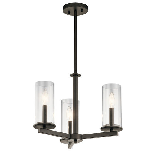 Kichler Crosby 18in 3-Light Chandelier | Transitional Olde Bronze and Clear Glass | Dining Room & Foyer | 18 x 14 in | Model 43997OZ
