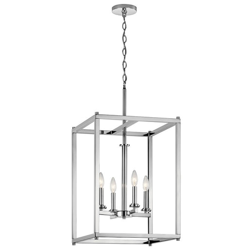Kichler Crosby 16in 4-Light Foyer Pendant | Transitional Chrome Steel | Entryway & Hallway | 16 x 31 in | Model 43998CH