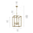 Kichler Crosby 4 Light Square 31" Foyer Pendant, Natural Brass/Clear