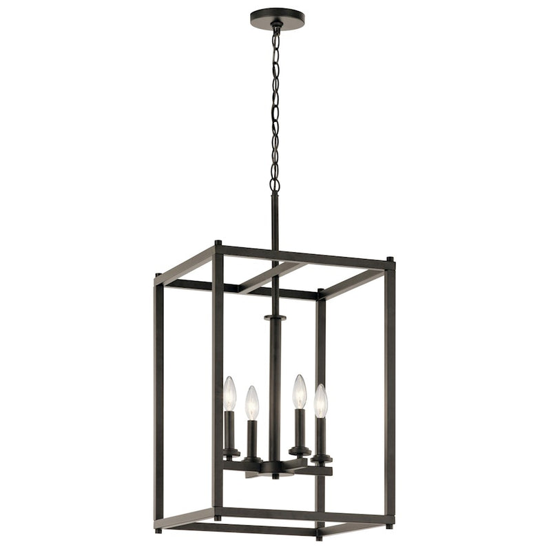 Kichler Crosby 16in 4-Light Foyer Pendant | Transitional Olde Bronze Steel | Entryway & Hallway | 16 x 31 in | Model 43998OZ