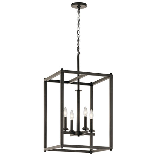 Kichler Crosby 16in 4-Light Foyer Pendant | Transitional Olde Bronze Steel | Entryway & Hallway | 16 x 31 in | Model 43998OZ