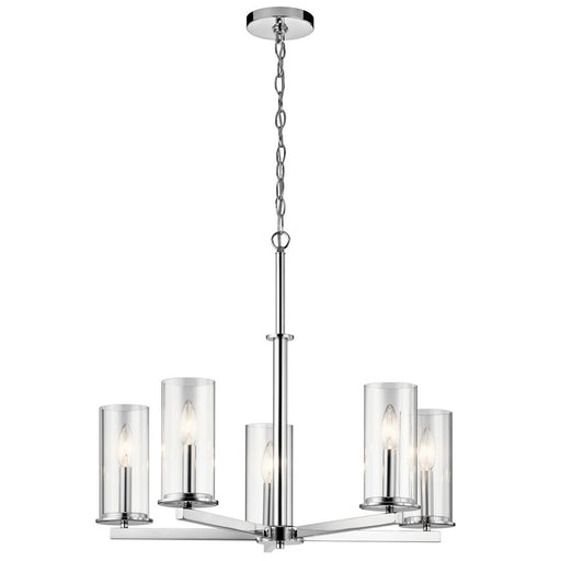 Kichler Crosby 26in 5-Light Chandelier | Chrome and Clear Glass | Dining Room & Foyer | 26.25 x 22.25 x 96 in | Model 43999CH
