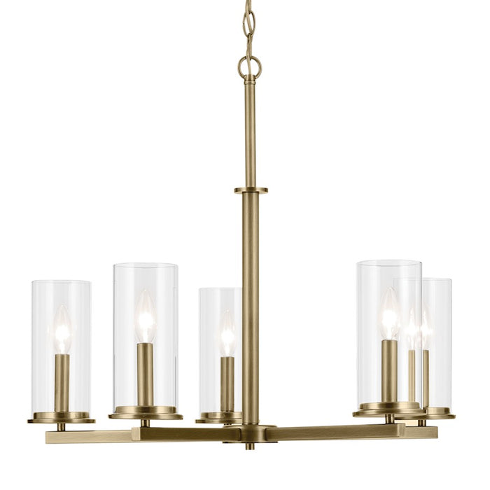 Kichler Crosby 5Lt Round 22.25" Chandelier 1 Tier Medium, Brass/Clear