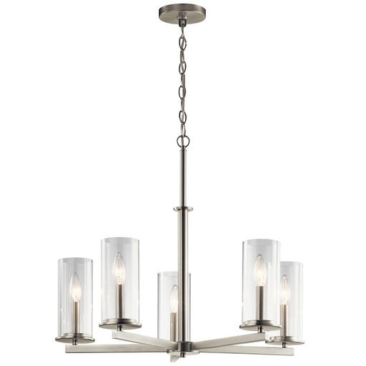 Kichler Crosby 26in 5-Light Chandelier | Transitional Brushed Nickel and Clear Glass | Dining Room & Living Room | 26.25 x 22.25 in | Model 43999NI