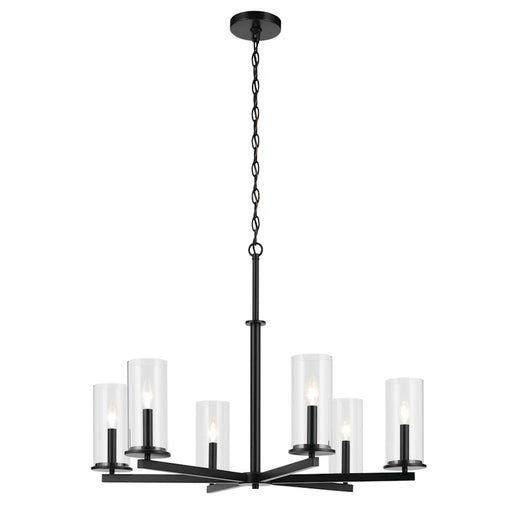 Kichler Crosby 6Lt Round 21.75" Chandelier 1 Tier Large, Black/Clear