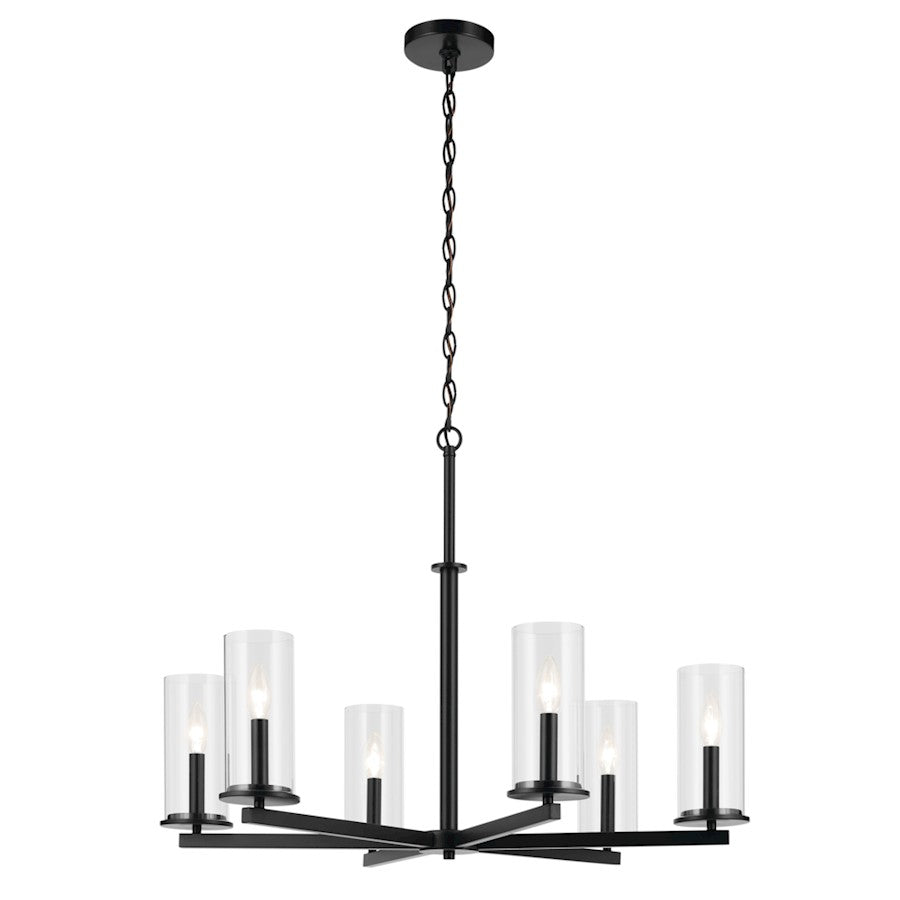 Kichler Crosby 6Lt Round 21.75" Chandelier 1 Tier Large, Black/Clear