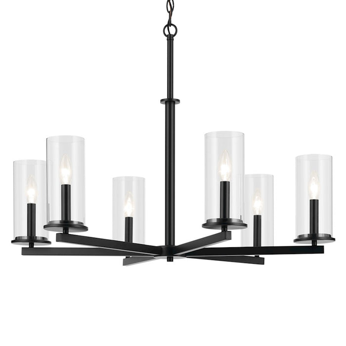 Kichler Crosby 6Lt Round 21.75" Chandelier 1 Tier Large, Black/Clear