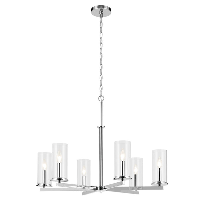 Kichler Crosby 6Lt Round 21.75" Chandelier 1 Tier Large, Chrome/Clear
