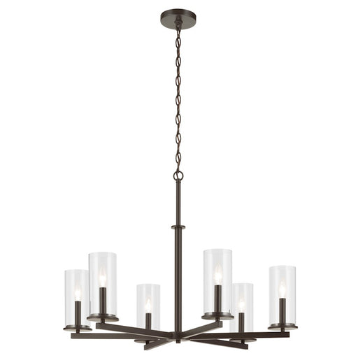 Kichler Crosby 6Lt Round 21.75" Chandelier 1 Tier Large, Bronze/Clear