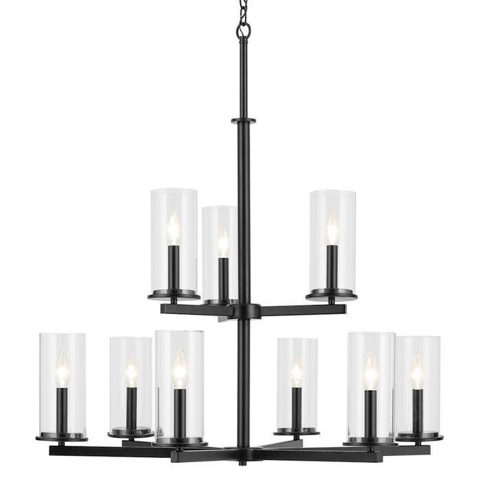 Kichler Crosby 9 Light 32.5" Chandelier 2 Tier Large, Black/Clear