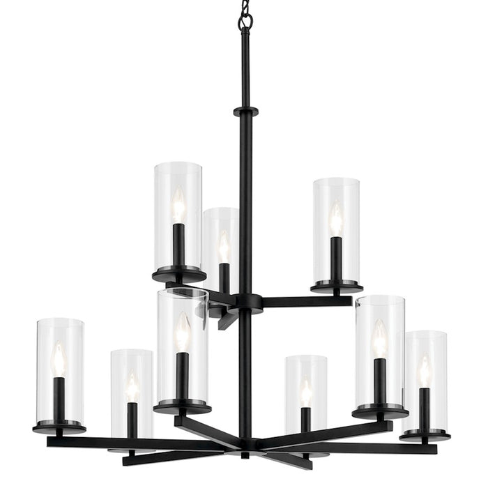 Kichler Crosby 9 Light 32.5" Chandelier 2 Tier Large, Black/Clear