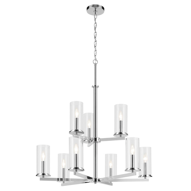 Kichler Crosby 9 Light 32.5" Chandelier 2 Tier Large, Chrome/Clear