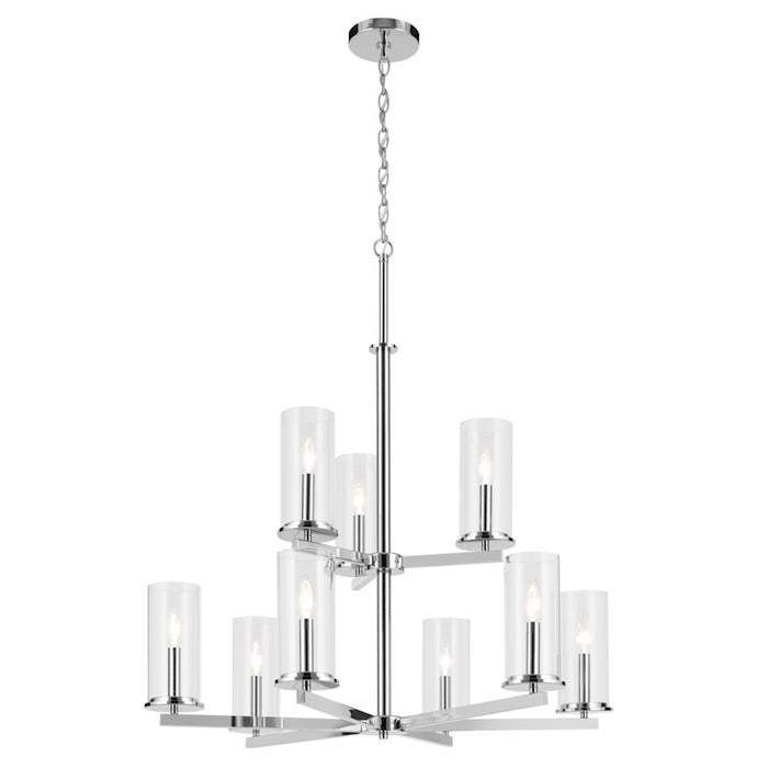Kichler Crosby 9 Light 32.5" Chandelier 2 Tier Large, Chrome/Clear