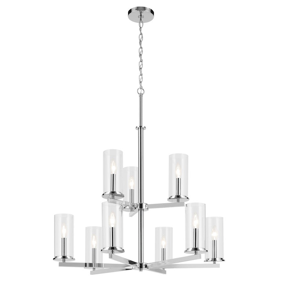 Kichler Crosby 9 Light 32.5" Chandelier 2 Tier Large, Chrome/Clear