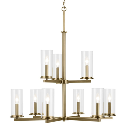 Kichler Crosby 9 Light 32.5" Chandelier 2 Tier Large, Brass/Clear