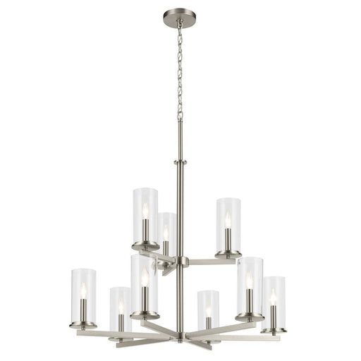 Kichler Crosby 9 Light 32.5" Chandelier 2 Tier Large, Nickel/Clear