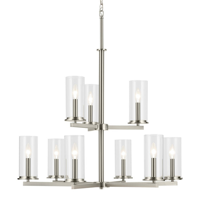 Kichler Crosby 9 Light 32.5" Chandelier 2 Tier Large, Nickel/Clear