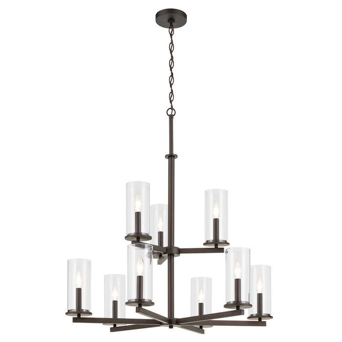 Kichler Crosby 9 Light 32.5" Chandelier 2 Tier Large, Bronze/Clear - 44014OZ