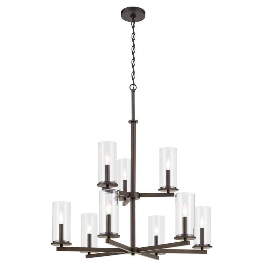 Kichler Crosby 9 Light 32.5" Chandelier 2 Tier Large, Bronze/Clear