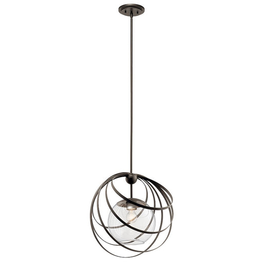 Kichler Kerti 18in 1-Light Pendant | Olde Bronze and Clear Glass Steel | Dining Room & Living Room | 18 x 19 x 19 in | Model 44017OZ