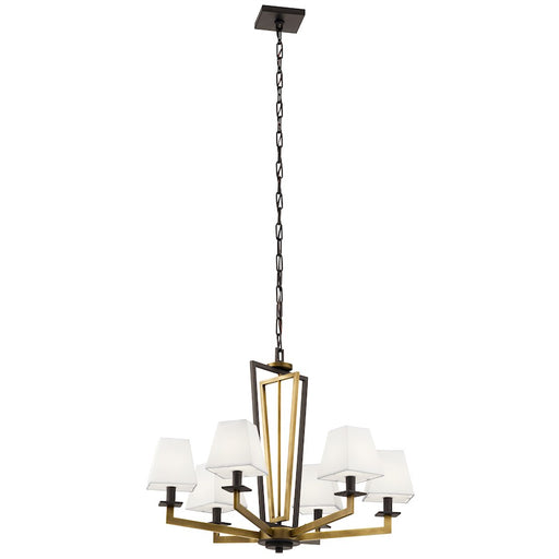 Kichler 28in 6-Light Chandelier | Soft Contemporary Natural Brass Steel | Dining Room & Living Room | 28 x 28 x 22 in | Model 44022NBR