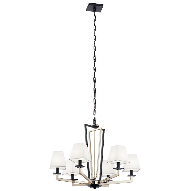 Kichler 28in 6-Light Chandelier | Soft Contemporary Polished Nickel Steel | Dining Room & Living Room | 28 x 28 x 22 in | Model 44022PN