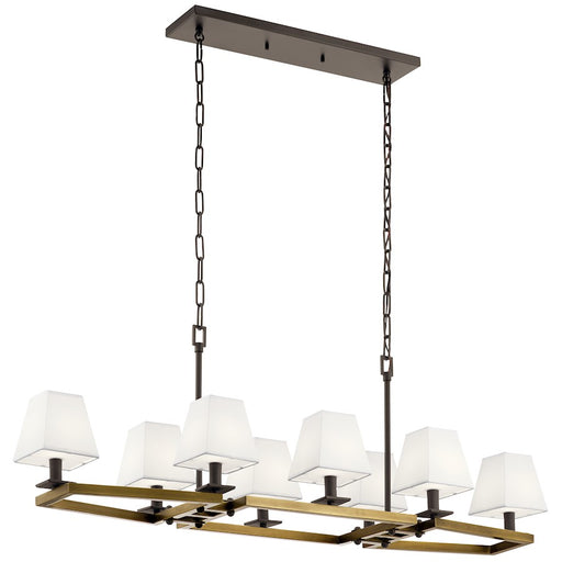 Kichler 48in 8-Light Linear Chandelier | Soft Contemporary Natural Brass Steel | Dining Room & Living Room | 48 x 16 x 16 in | Model 44023NBR