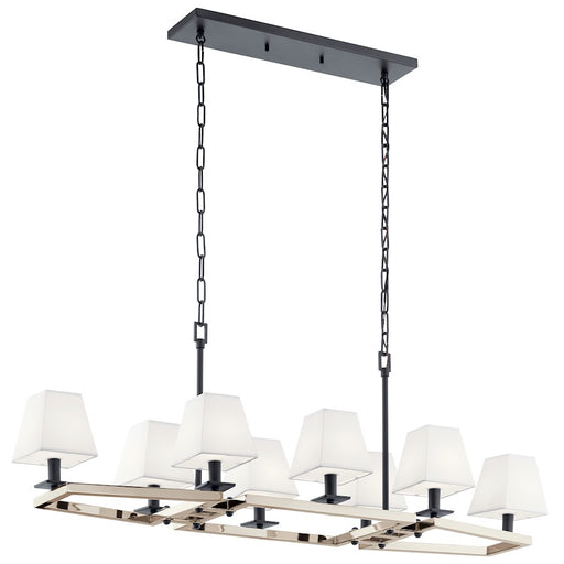 Kichler 48in 8-Light Linear Chandelier | Soft Contemporary Polished Nickel Steel | Dining Room & Kitchen Island | 48 x 16 x 16 in | Model 44023PN