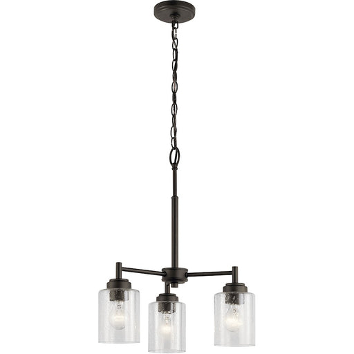 Kichler Winslow 3 Light Mini Chandelier, Natural Brass/Clear Seeded - 44029NBR