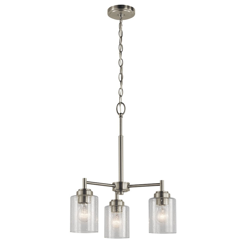 Kichler Winslow 18in 3-Light Mini Chandelier | Transitional Brushed Nickel | Dining Room & Kitchen Island | 18 x 18 x 15.25 in | Model 44029NI