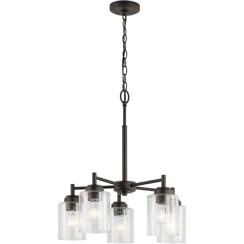 Kichler Winslow 20in 5-Light Chandelier | Natural Brass Steel | Dining Room & Kitchen Island | 19.75 x 16.25 in | Model 44030NBR