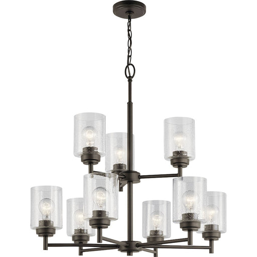 Kichler Winslow 9 Light Chandelier 2 Tier, Natural Brass/Clear Seeded - 44031NBR