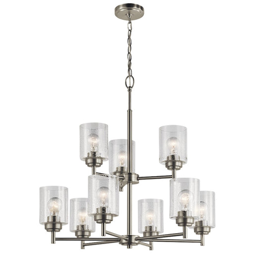 Kichler Winslow 27in 9-Light Chandelier | Transitional Brushed Nickel | Dining Room & Living Room | 27 x 27 x 27 in | Model 44031NI