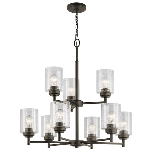 Kichler Winslow 27in 9-Light Chandelier | Transitional Olde Bronze | Dining Room & Living Room | 27 x 27 x 27 in | Model 44031OZ