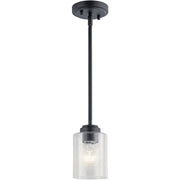 Kichler Winslow 1-Light Mini Pendant | Industrial Natural Brass and Clear Seeded Glass | Kitchen Island & Dining Room | Model 44032NBR