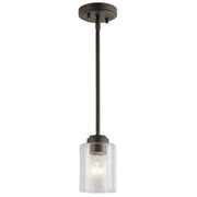 Kichler Winslow 4in 1-Light Mini Pendant | Transitional Olde Bronze | Kitchen Island & Breakfast Nook | 4.25 x 4.25 x 7 in | Model 44032OZ
