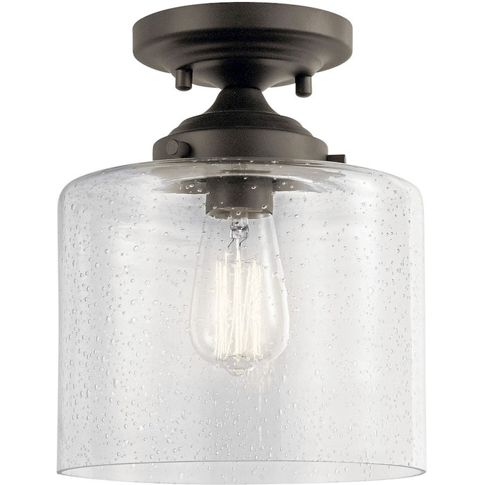 Kichler Winslow 1 Light Semi Flush Light, Natural Brass/Clear Seeded - 44033NBR