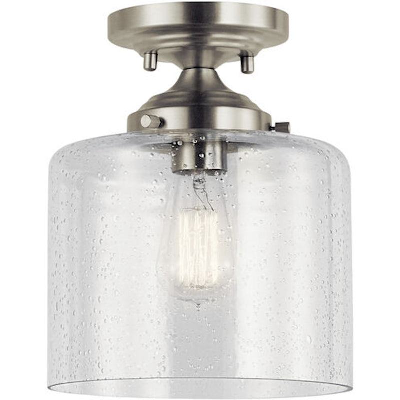 Kichler Winslow 1-Light Semi Flush | Transitional Brushed Nickel | Hallway & Bedroom Ceiling Light | 8.5 x 8.5 x 10.5 in | Model 44033NI