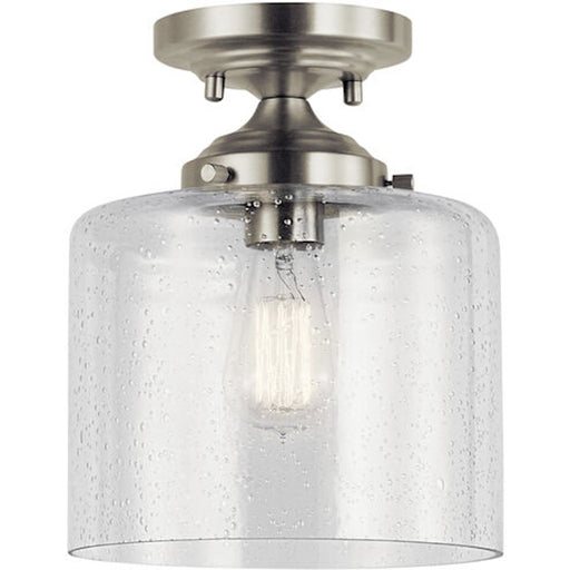 Kichler Winslow 1-Light Semi Flush | Transitional Brushed Nickel | Hallway & Bedroom Ceiling Light | 8.5 x 8.5 x 10.5 in | Model 44033NI