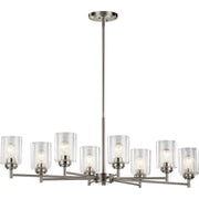 Kichler Winslow 44in 8-Light Chandelier | Industrial Natural Brass and Clear Seeded Glass | Dining Room | 20 x 44 x 14 in | Model 44035NBR
