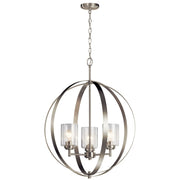 Kichler Winslow 44in 8-Light Chandelier | Modern Brushed Nickel and Clear Seeded Glass | Dining Room & Great Room | 44 x 20 x 15 in | Model 44035NI