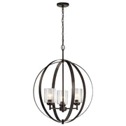 Kichler Winslow 44in 8-Light Chandelier | Modern Olde Bronze and Clear Seeded Glass | Dining Room & Living Room | 44 x 20 x 15 in | Model 44035OZ