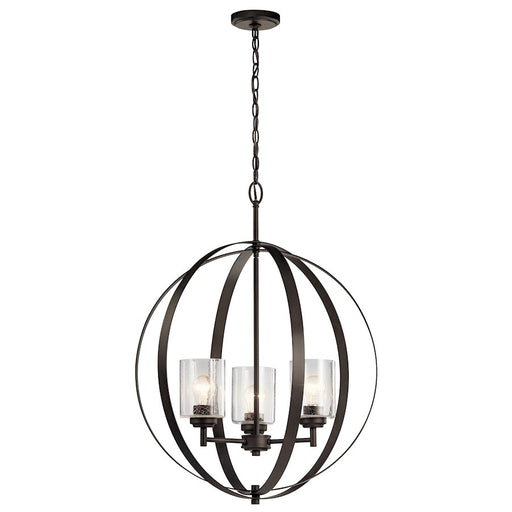 Kichler Winslow 44in 8-Light Chandelier | Modern Olde Bronze and Clear Seeded Glass | Dining Room & Living Room | 44 x 20 x 15 in | Model 44035OZ